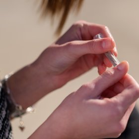 Rolling a cigarette